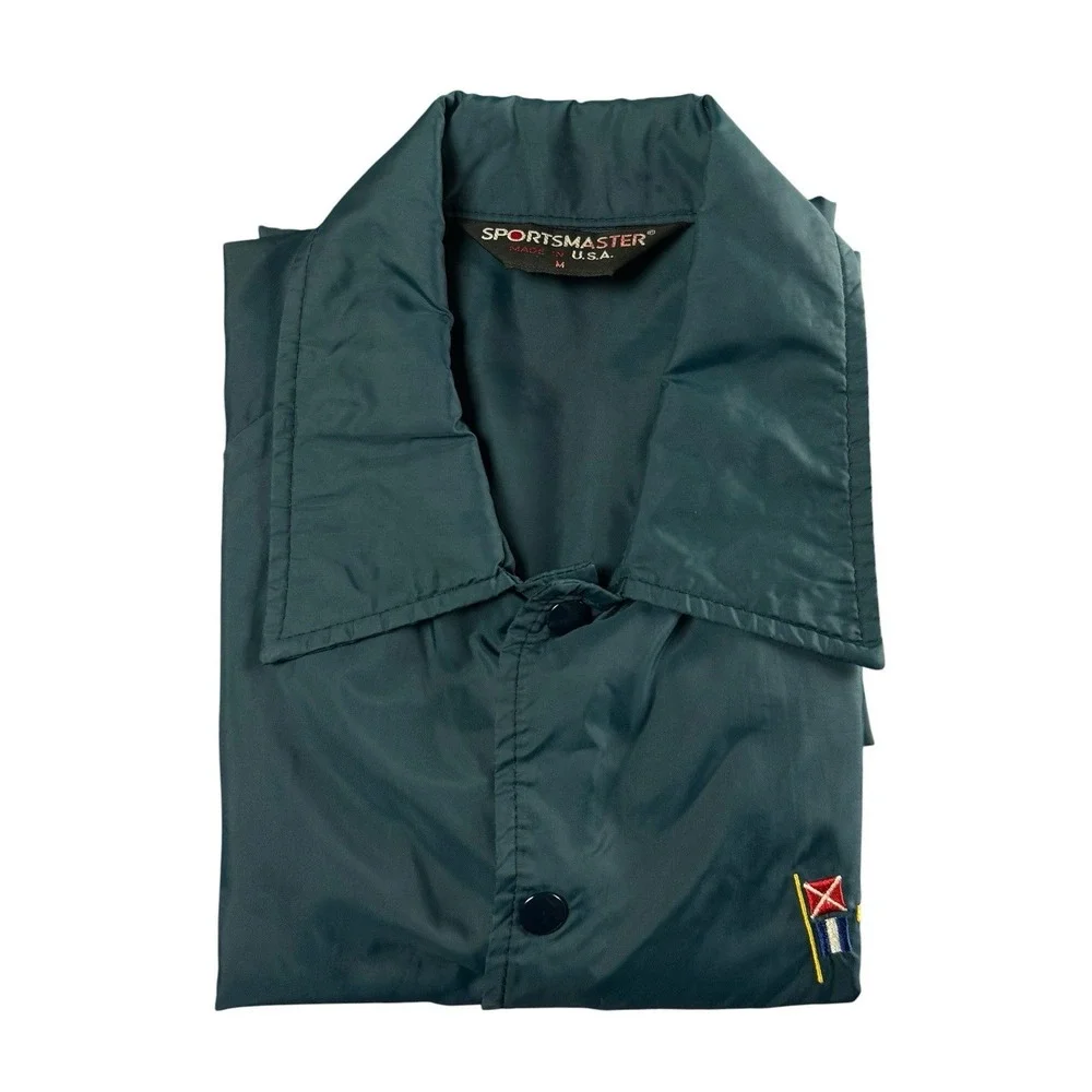 SPORTSMASTER Vintage USNA Windbreaker Mens M Teal Coach Jacket Made USA 30in